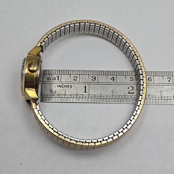 Womens Vintage Benrus Manual Wind Watch 10k R.G.F Stretch Band Runs Unique Retro main image 5